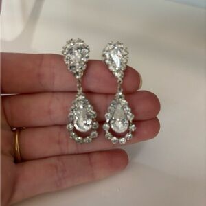 Sparkling Silver Teardrop Earrings